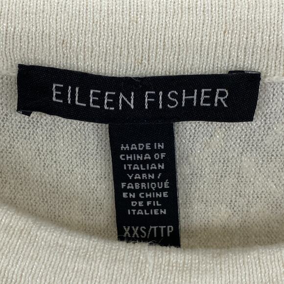EILEEN FISHER Sweater 2XS Undyed Yarn Flecks Crewneck Pullover Off White - Picture 5 of 15